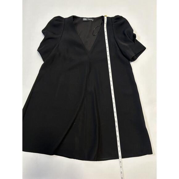ZARA WOMAN Black Puffy Short Sleeved Mini Dress Womens Size Medium - Picture 6 of 7